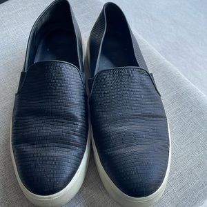 VINCE BLACK leather embossed slip on sneakers size 10